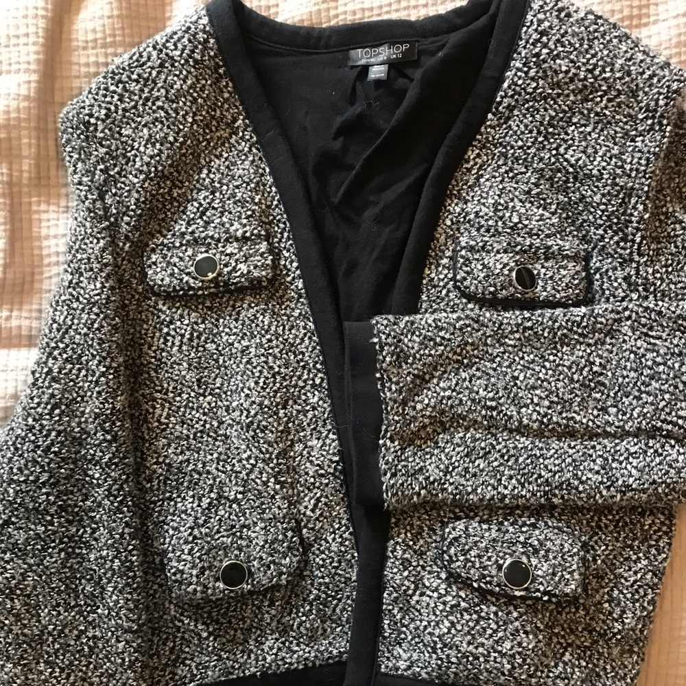 Black & Gray Wool Jacket with Black Buttons